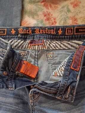 Rock Revival Women’s Indigo Skinny Jeans with Orange Trim